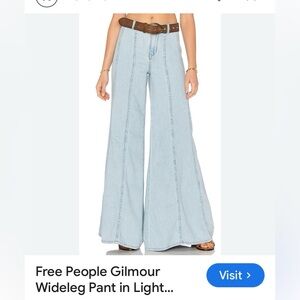 FREE PEOPLE GILMOUR Wide-Leg Light Denim  Jeans WOMENS 
SIZE 2